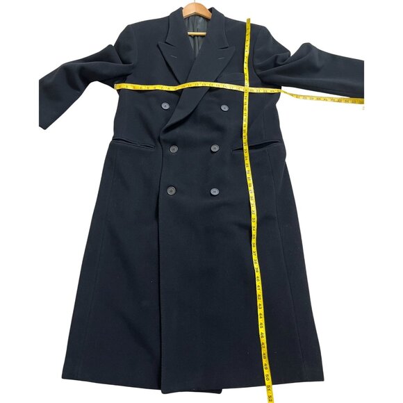 Giorgio Armani Le Collezioni Men Wool Double Breasted Trench Overcoat Black 44R - Picture 10 of 16